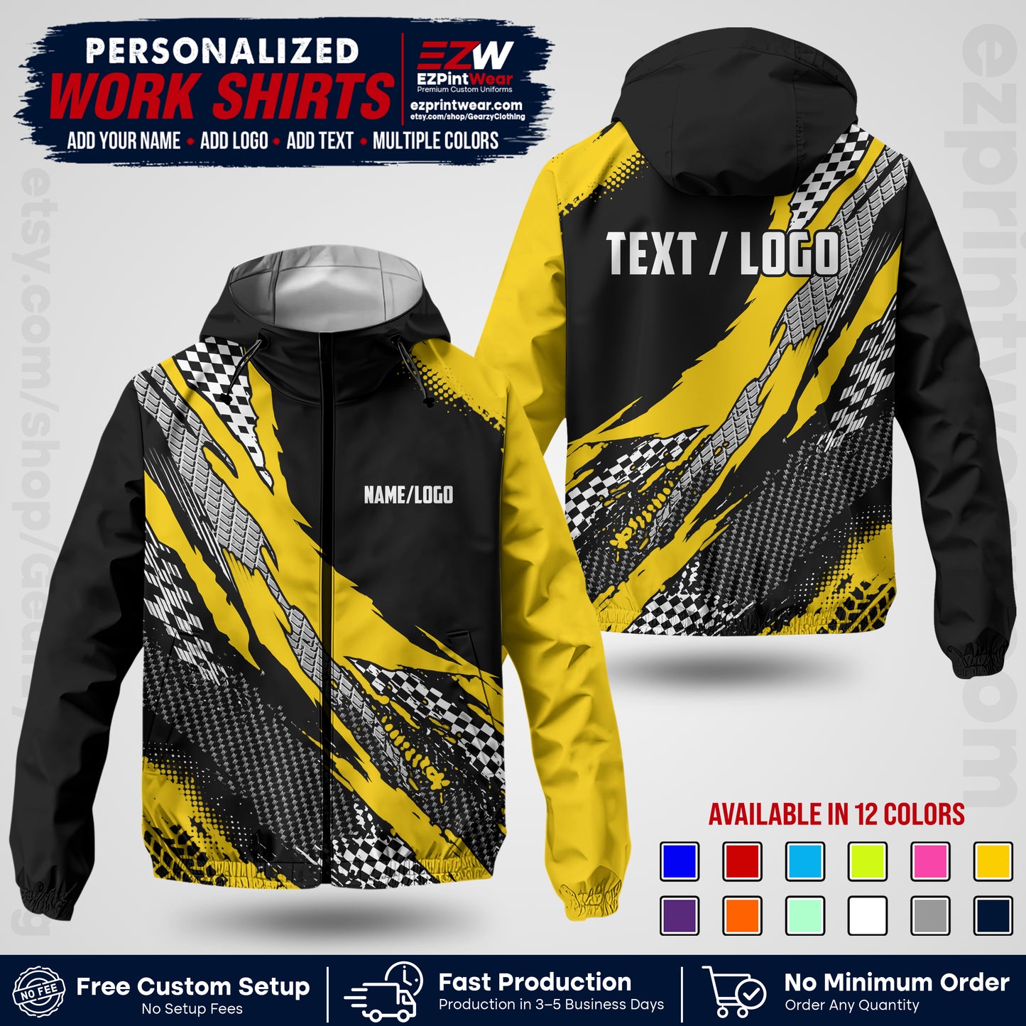 Custom Racing Windbreaker Jacket with Name, Logo & Text | Race Team Uniform | Motorsport Apparel RCJK05