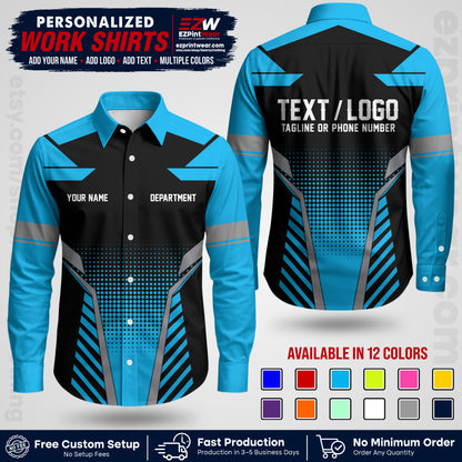 Custom All Over Print Work Uniform Shirt with Name, Logo & Text | Custom Hawaiian Shirt | Company Shirt | Employee Uniform UNF06