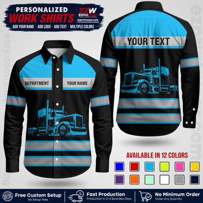 Personalized Truck Driver Workwear Uniform | Custom Safety Stripe Apparel | Non-Reflective Reflective Style Design TW02