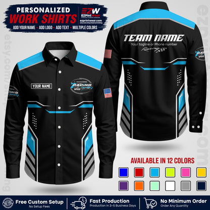 Custom Racing Shirt with Name, Logo & Text | Race Team Uniform | Crew Apparel RC10