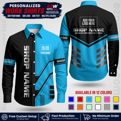 Custom All Over Print Work Uniform Shirt with Name, Logo & Text | Custom Hawaiian Shirt | Company Shirt | Employee Uniform UNF11