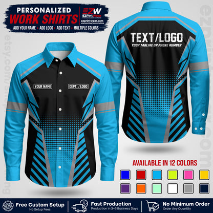 Custom All Over Print Work Uniform Shirt with Name, Logo & Text | Custom Hawaiian Shirt | Company Shirt | Employee Uniform UNF14