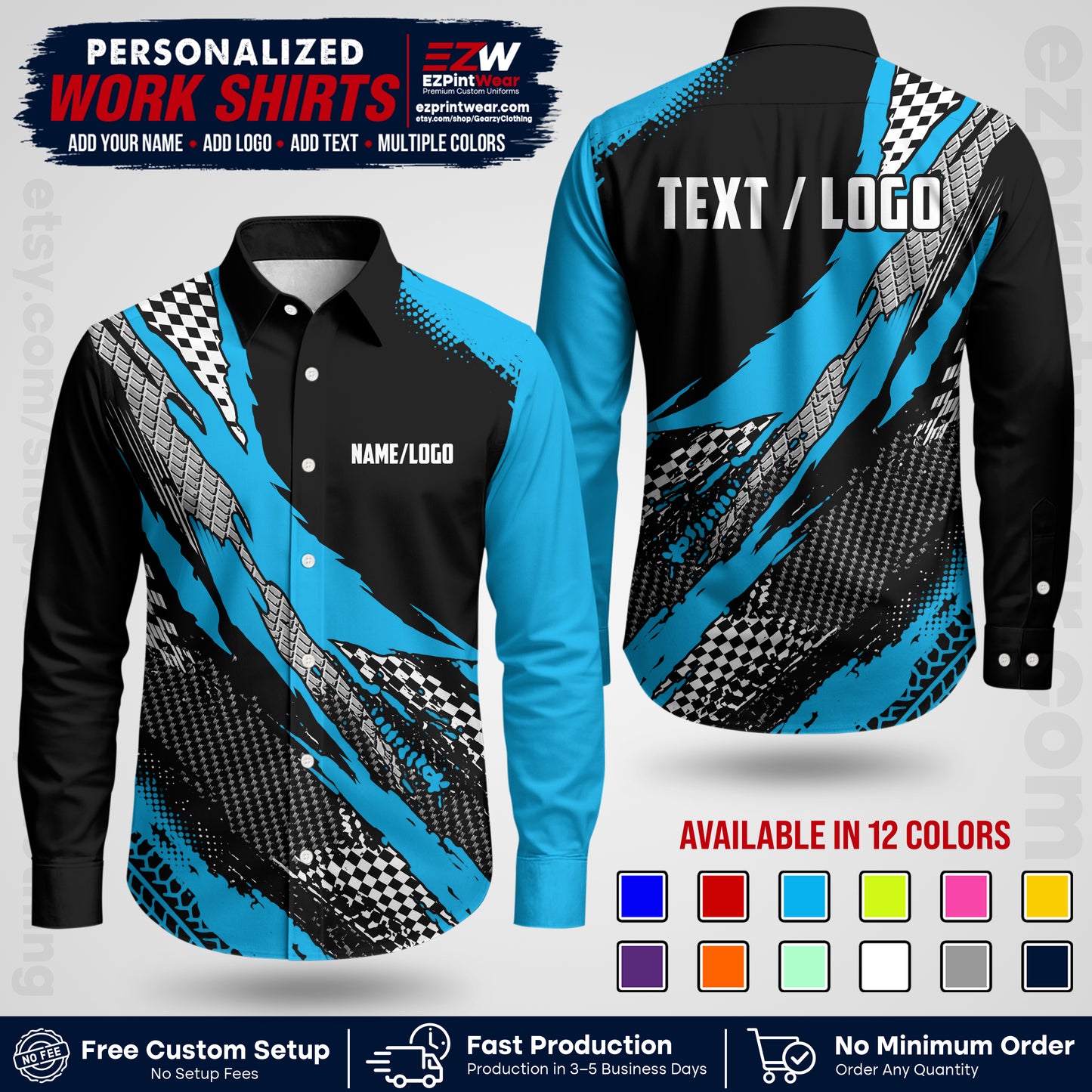 Custom Racing Shirt with Name, Logo & Text | Race Team Uniform | Crew Apparel RC05