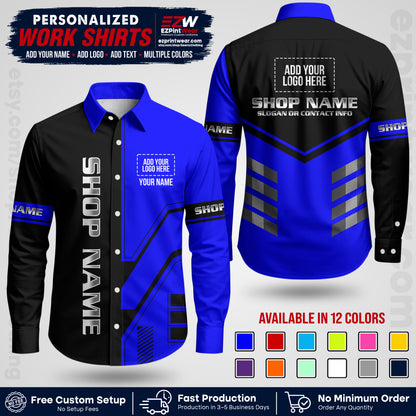 Custom All Over Print Work Uniform Shirt with Name, Logo & Text | Custom Hawaiian Shirt | Company Shirt | Employee Uniform UNF11