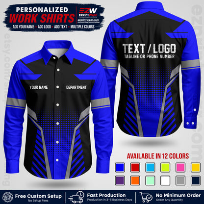 Custom All Over Print Work Uniform Shirt with Name, Logo & Text | Custom Hawaiian Shirt | Company Shirt | Employee Uniform UNF06