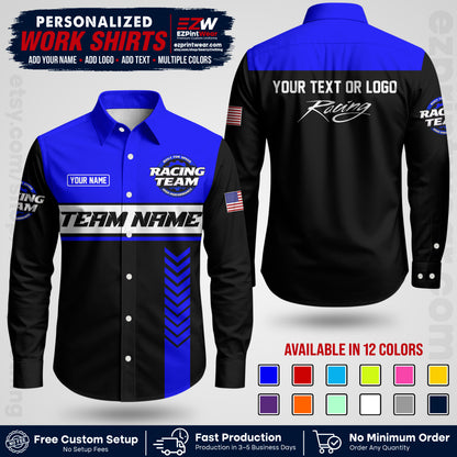 Custom Racing Shirt with Name, Logo & Text | Race Team Uniform | Crew Apparel RC02