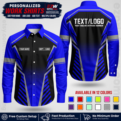 Custom All Over Print Work Uniform Shirt with Name, Logo & Text | Custom Hawaiian Shirt | Company Shirt | Employee Uniform UNF14