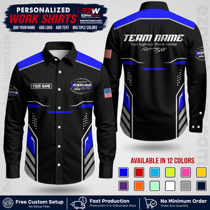 Custom Racing Shirt with Name, Logo & Text | Race Team Uniform | Crew Apparel RC10