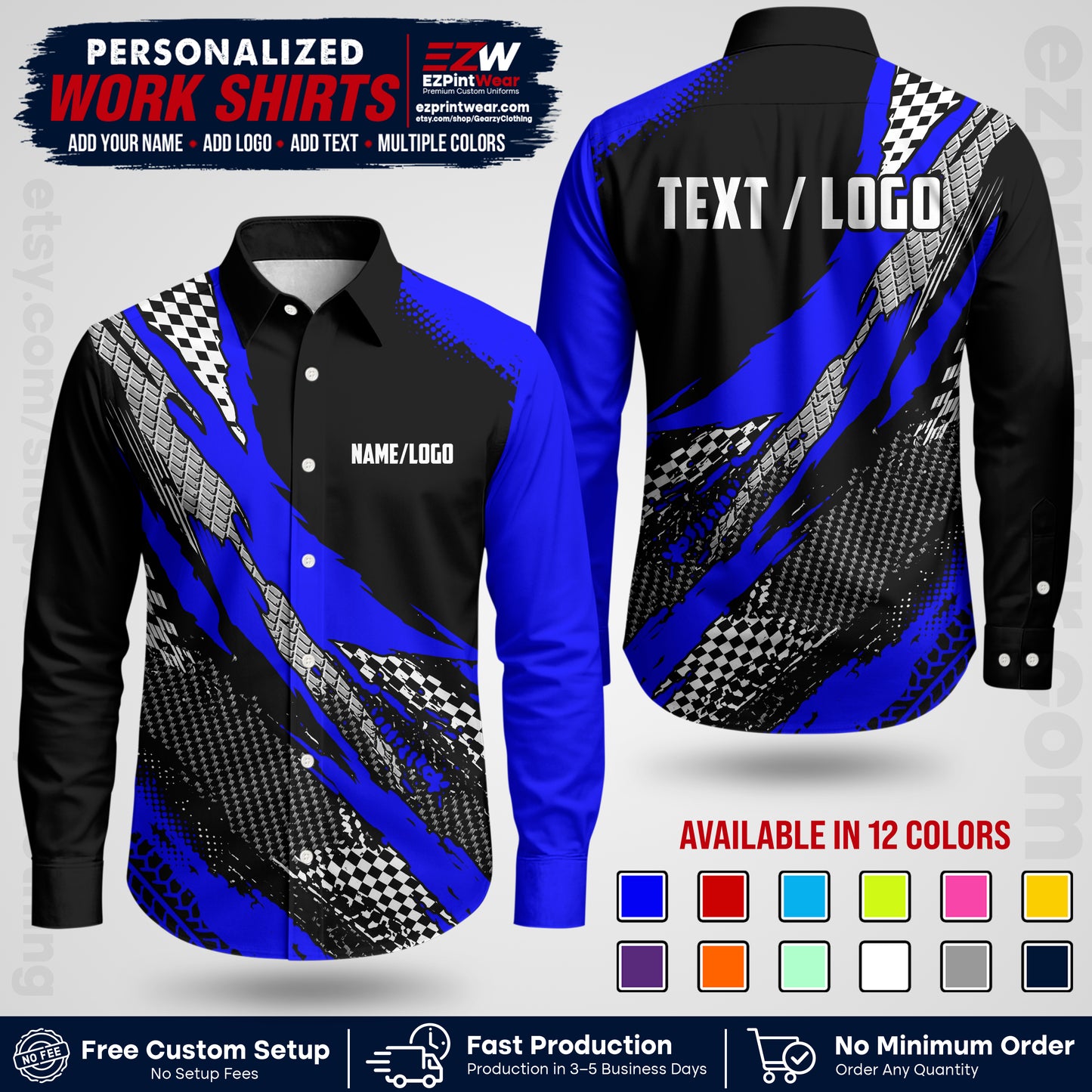 Custom Racing Shirt with Name, Logo & Text | Race Team Uniform | Crew Apparel RC05