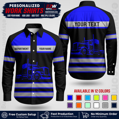 Personalized Truck Driver Workwear Uniform | Custom Safety Stripe Apparel | Non-Reflective Reflective Style Design TW02