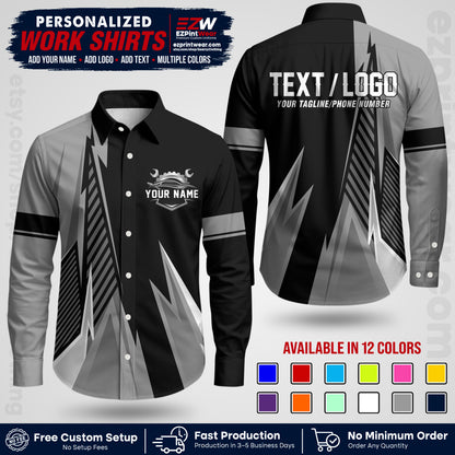 Custom Mechanic Work Shirt with Name, Logo & Text | Auto Shop Uniform | Workwear MCN 01