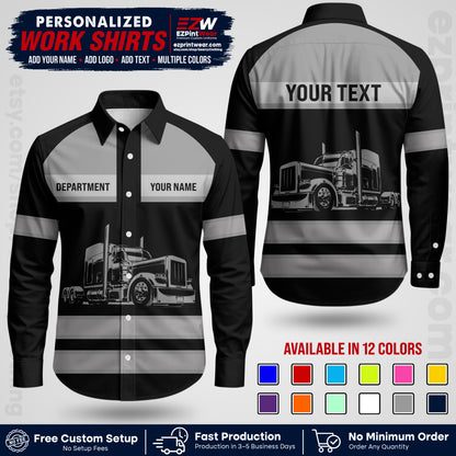 Personalized Truck Driver Workwear Uniform | Custom Safety Stripe Apparel | Non-Reflective Reflective Style Design TW02