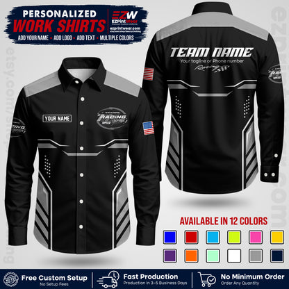 Custom Racing Shirt with Name, Logo & Text | Race Team Uniform | Crew Apparel RC10