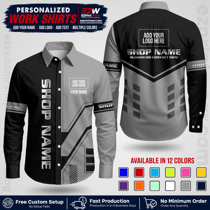 Custom All Over Print Work Uniform Shirt with Name, Logo & Text | Custom Hawaiian Shirt | Company Shirt | Employee Uniform UNF11