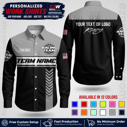 Custom Racing Shirt with Name, Logo & Text | Race Team Uniform | Crew Apparel RC02