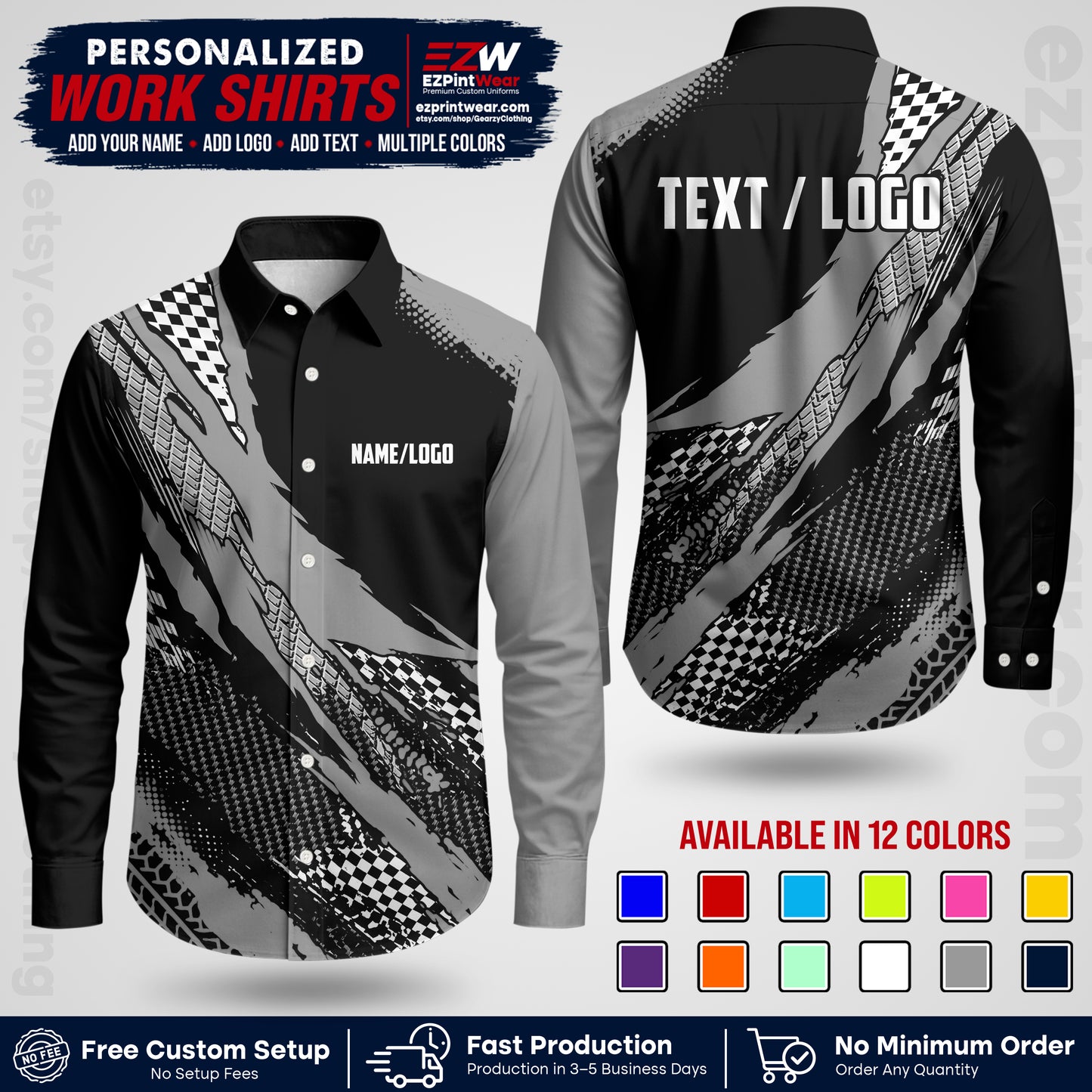 Custom Racing Shirt with Name, Logo & Text | Race Team Uniform | Crew Apparel RC05