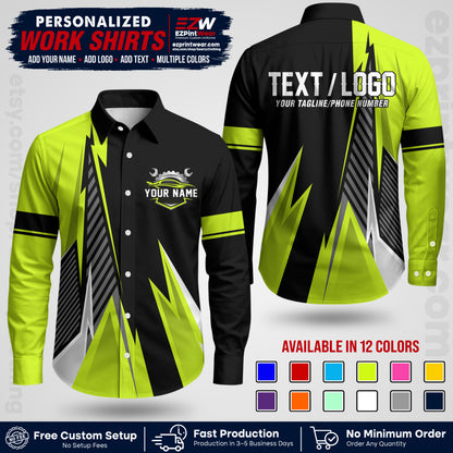Custom Mechanic Work Shirt with Name, Logo & Text | Auto Shop Uniform | Workwear MCN 01