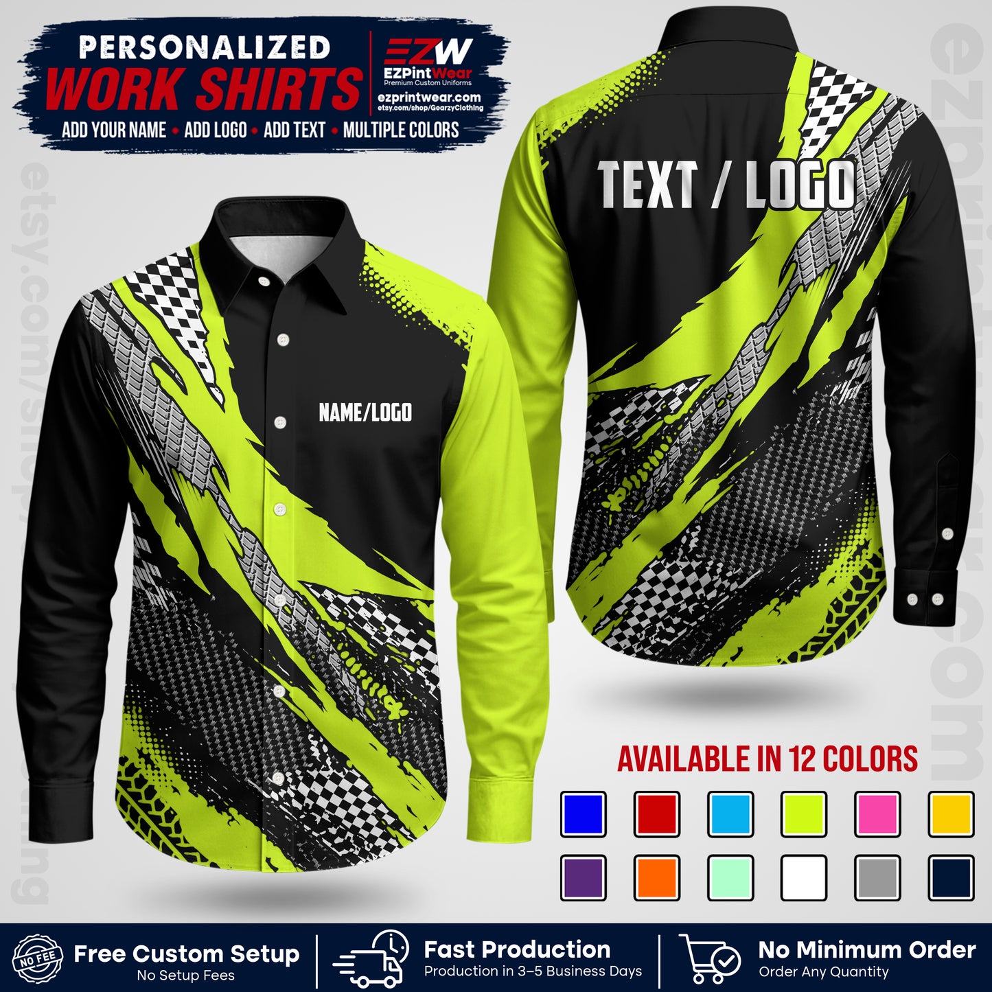 Custom Racing Shirt with Name, Logo & Text | Race Team Uniform | Crew Apparel RC05