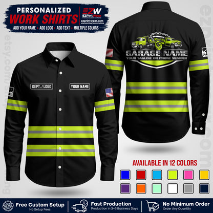 Custom Towing Workwear Uniform | Personalized Tow Truck Shirt | Non-Reflective Safety Stripe Apparel | Custom Towing Shirt | Tow Truck Apparel TW03