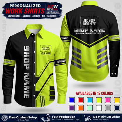 Custom All Over Print Work Uniform Shirt with Name, Logo & Text | Custom Hawaiian Shirt | Company Shirt | Employee Uniform UNF11