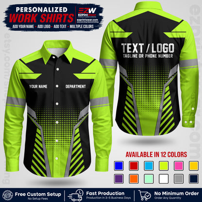 Custom All Over Print Work Uniform Shirt with Name, Logo & Text | Custom Hawaiian Shirt | Company Shirt | Employee Uniform UNF06