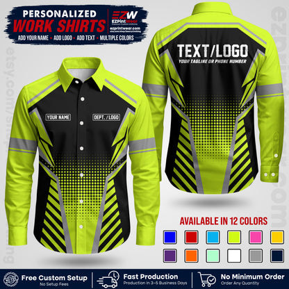 Custom All Over Print Work Uniform Shirt with Name, Logo & Text | Custom Hawaiian Shirt | Company Shirt | Employee Uniform UNF14