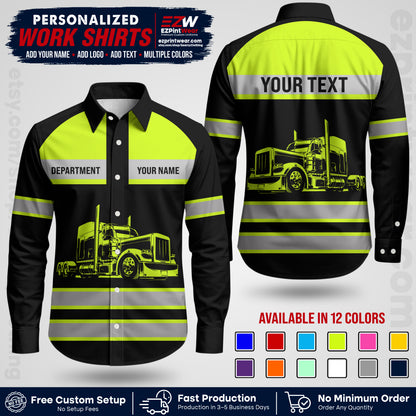 Personalized Truck Driver Workwear Uniform | Custom Safety Stripe Apparel | Non-Reflective Reflective Style Design TW02