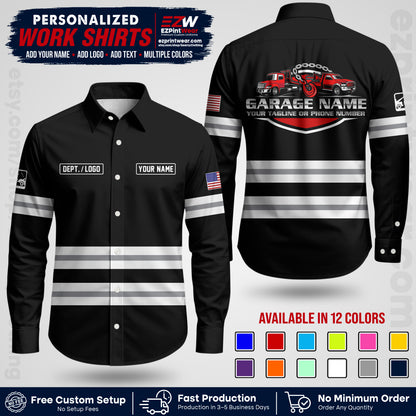 Custom Towing Workwear Uniform | Personalized Tow Truck Shirt | Non-Reflective Safety Stripe Apparel | Custom Towing Shirt | Tow Truck Apparel TW03