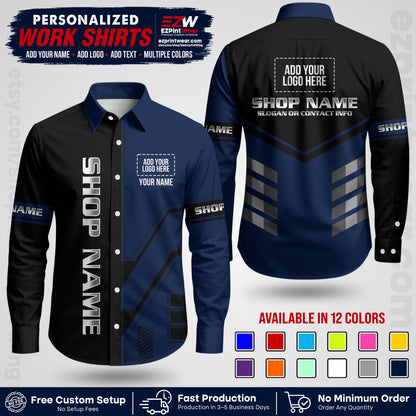 Custom All Over Print Work Uniform Shirt with Name, Logo & Text | Custom Hawaiian Shirt | Company Shirt | Employee Uniform UNF11