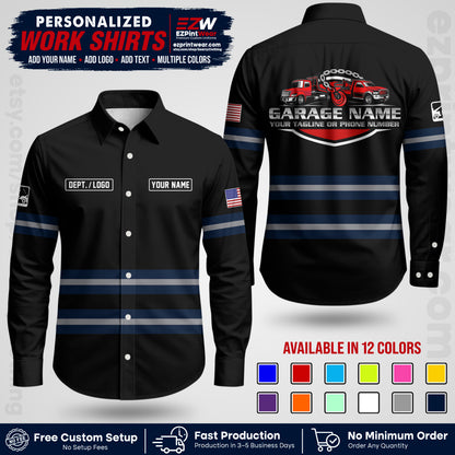 Custom Towing Workwear Uniform | Personalized Tow Truck Shirt | Non-Reflective Safety Stripe Apparel | Custom Towing Shirt | Tow Truck Apparel TW03