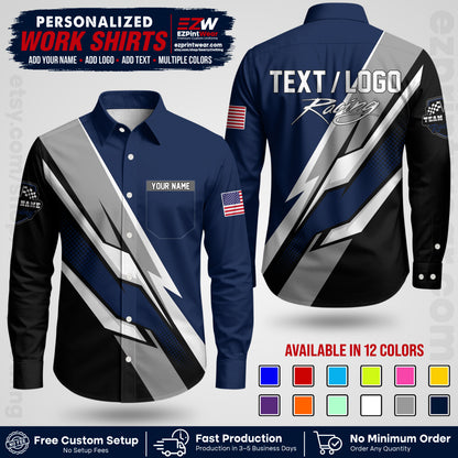 Custom Racing Shirt with Name, Logo & Text | Race Team Uniform | Crew Apparel RC01