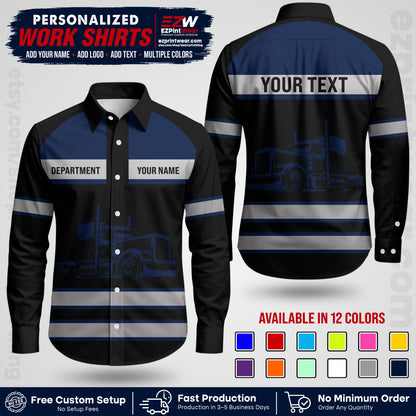 Personalized Truck Driver Workwear Uniform | Custom Safety Stripe Apparel | Non-Reflective Reflective Style Design TW02