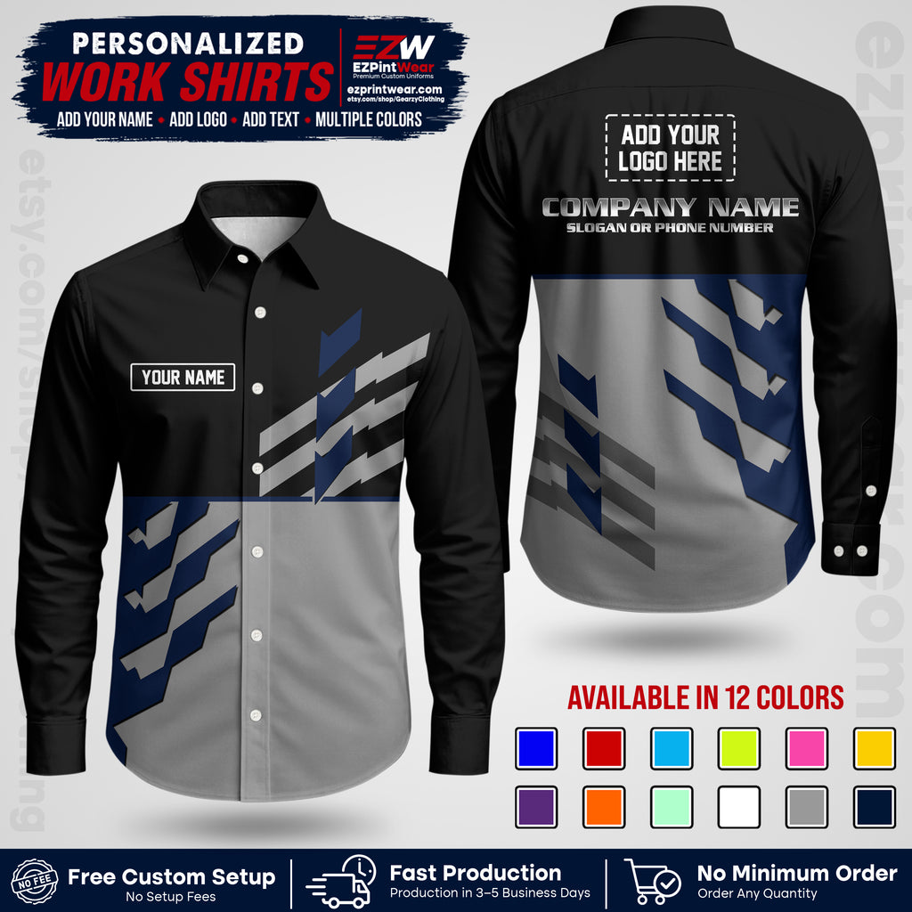 Custom All Over Print Work Uniform Shirt with Name, Logo & Text | Custom Hawaiian Shirt | Company Shirt | Employee Uniform UNF21