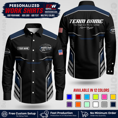Custom Racing Shirt with Name, Logo & Text | Race Team Uniform | Crew Apparel RC10