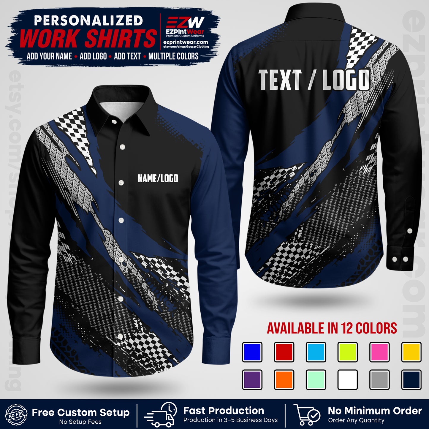 Custom Racing Shirt with Name, Logo & Text | Race Team Uniform | Crew Apparel RC05