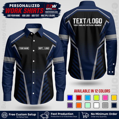 Custom All Over Print Work Uniform Shirt with Name, Logo & Text | Custom Hawaiian Shirt | Company Shirt | Employee Uniform UNF14