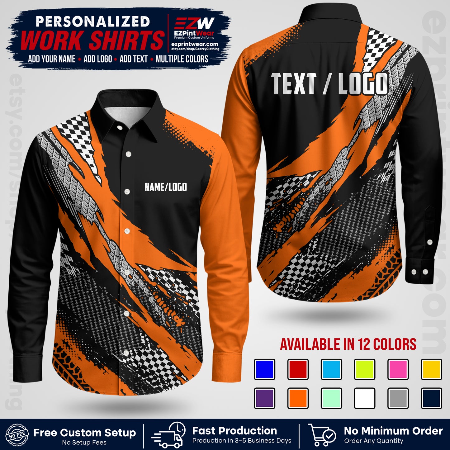 Custom Racing Shirt with Name, Logo & Text | Race Team Uniform | Crew Apparel RC05