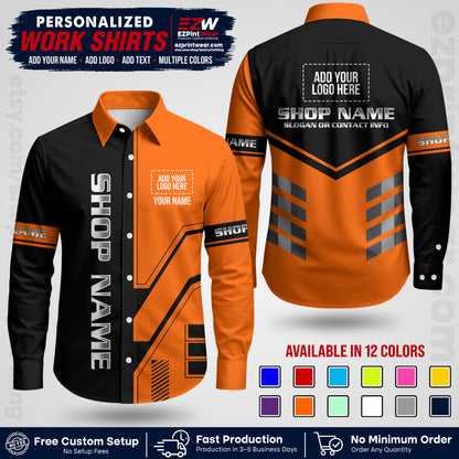 Custom All Over Print Work Uniform Shirt with Name, Logo & Text | Custom Hawaiian Shirt | Company Shirt | Employee Uniform UNF11