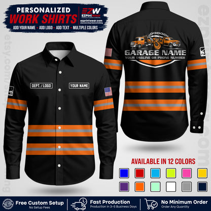 Custom Towing Workwear Uniform | Personalized Tow Truck Shirt | Non-Reflective Safety Stripe Apparel | Custom Towing Shirt | Tow Truck Apparel TW03