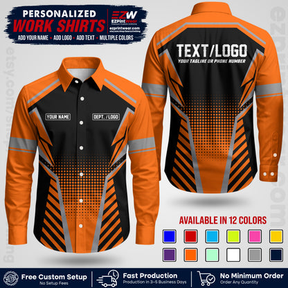 Custom All Over Print Work Uniform Shirt with Name, Logo & Text | Custom Hawaiian Shirt | Company Shirt | Employee Uniform UNF14