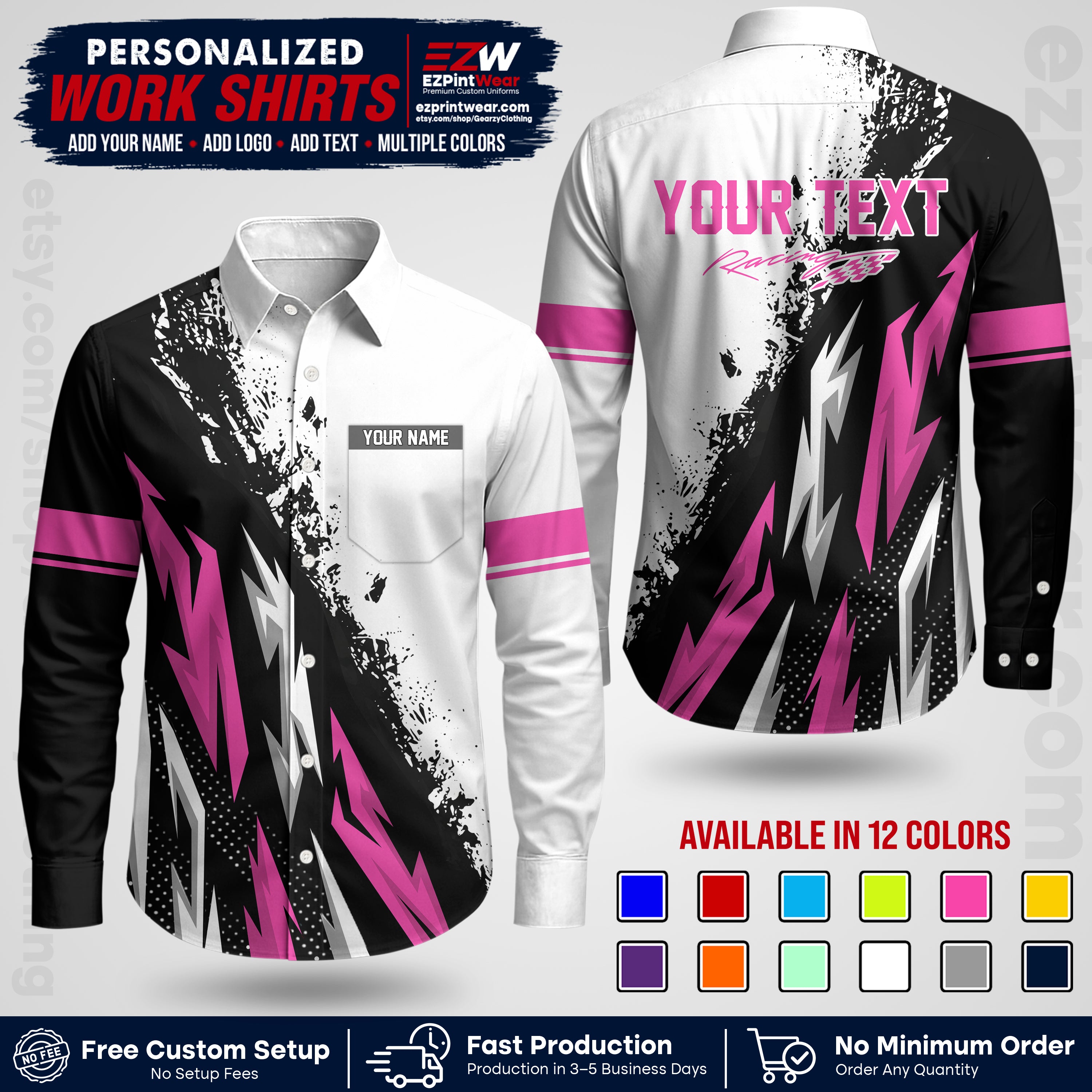 Custom Racing Shirt with Name, Logo & Text | Race Team Uniform | Crew Apparel RC08