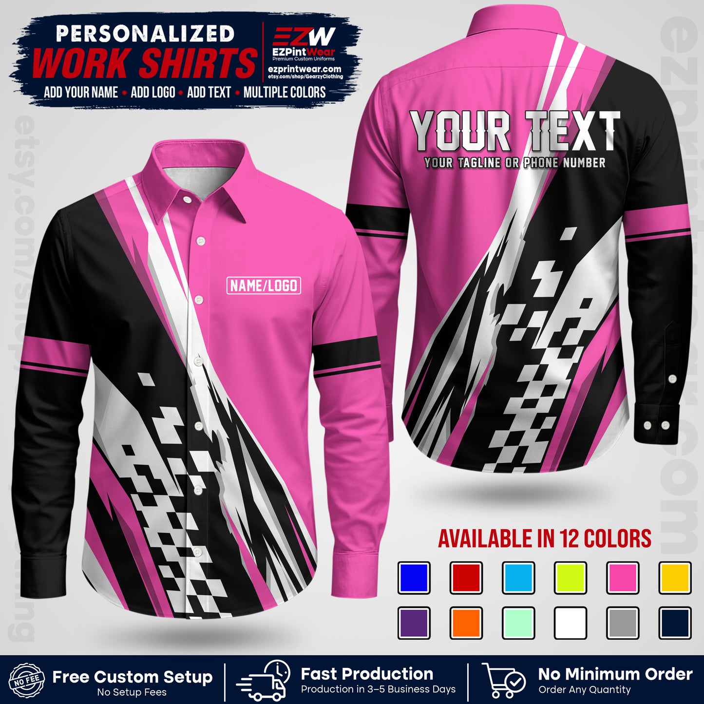 Custom Racing Shirt with Name, Logo & Text | Race Team Uniform | Crew Apparel RC04