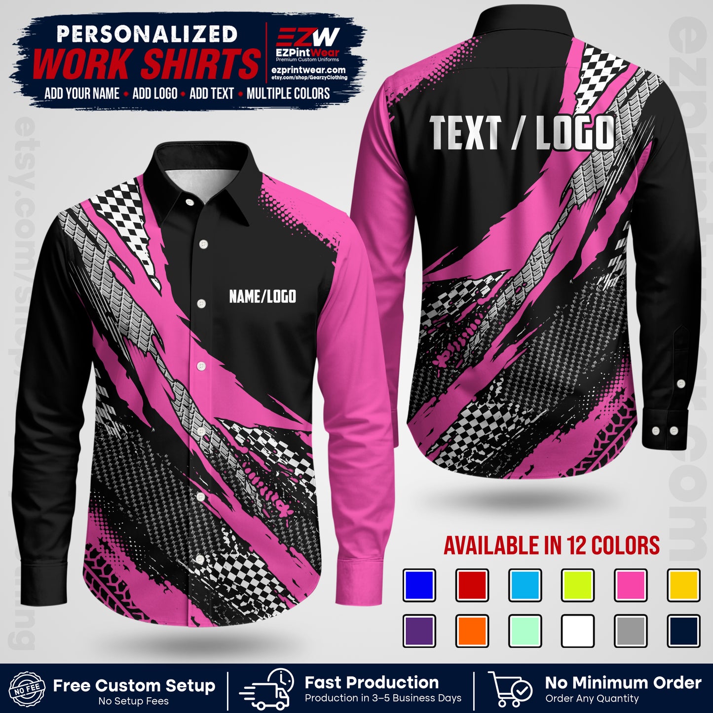 Custom Racing Shirt with Name, Logo & Text | Race Team Uniform | Crew Apparel RC05