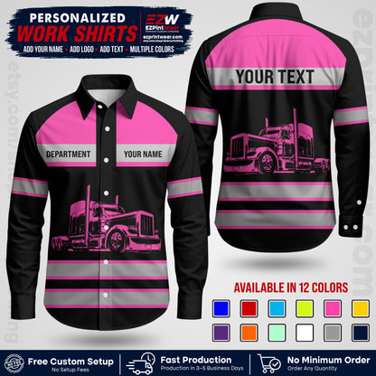 Personalized Truck Driver Workwear Uniform | Custom Safety Stripe Apparel | Non-Reflective Reflective Style Design TW02