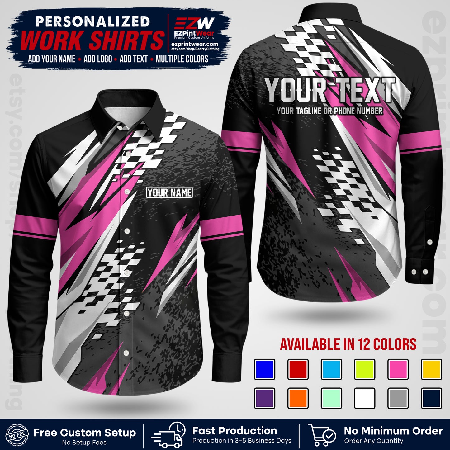 Custom Racing Shirt with Name, Logo & Text | Race Team Uniform | Crew Apparel RC03