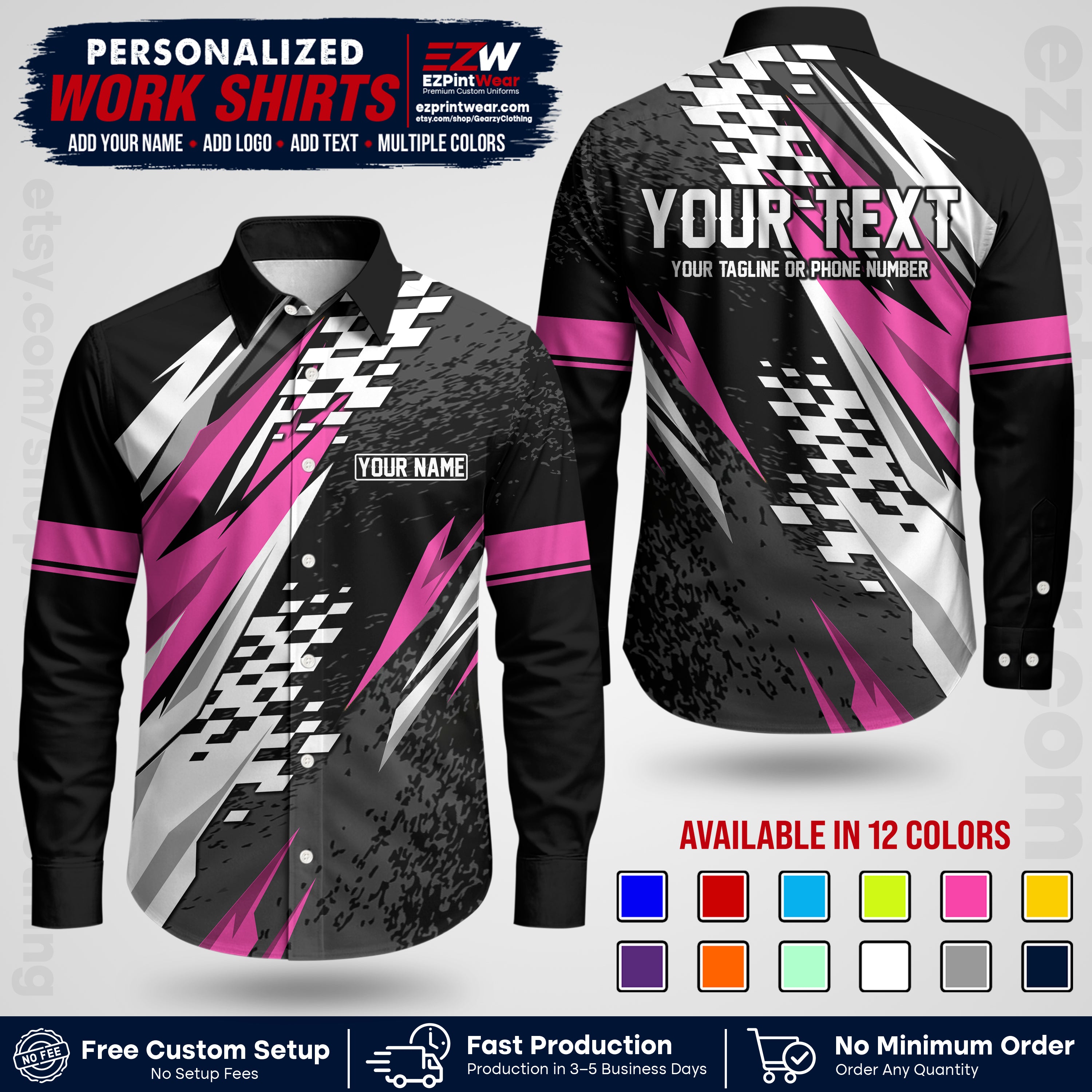 Custom Racing Shirt with Name, Logo & Text | Race Team Uniform | Crew Apparel RC03