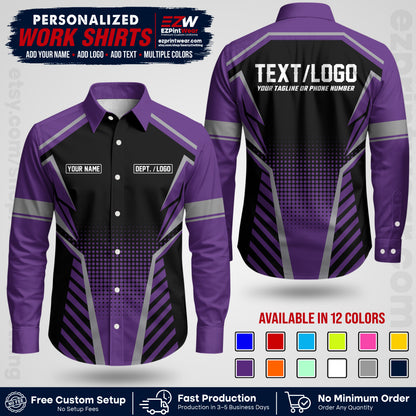 Custom All Over Print Work Uniform Shirt with Name, Logo & Text | Custom Hawaiian Shirt | Company Shirt | Employee Uniform UNF14