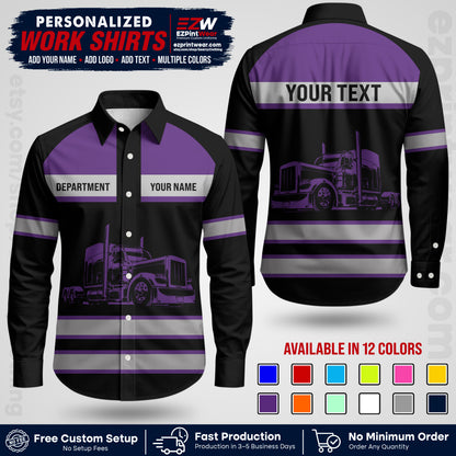 Personalized Truck Driver Workwear Uniform | Custom Safety Stripe Apparel | Non-Reflective Reflective Style Design TW02