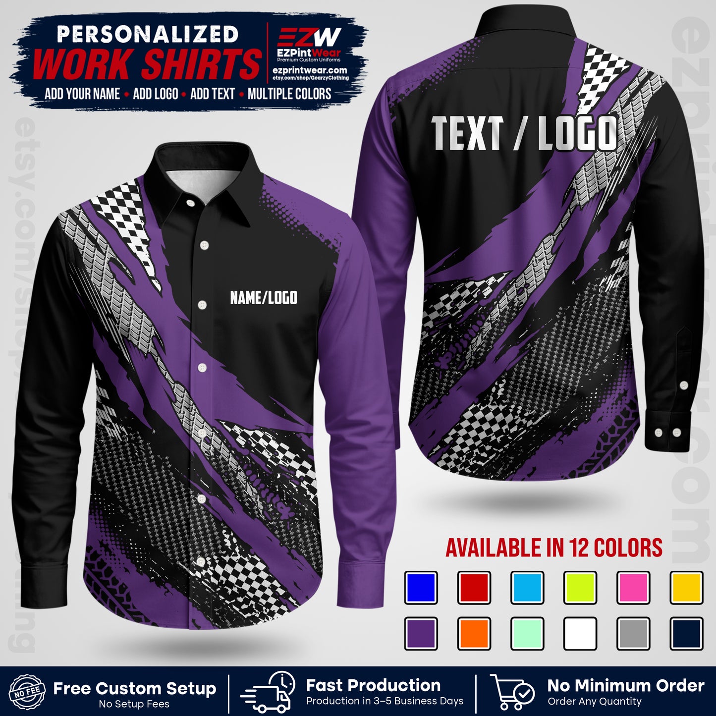 Custom Racing Shirt with Name, Logo & Text | Race Team Uniform | Crew Apparel RC05