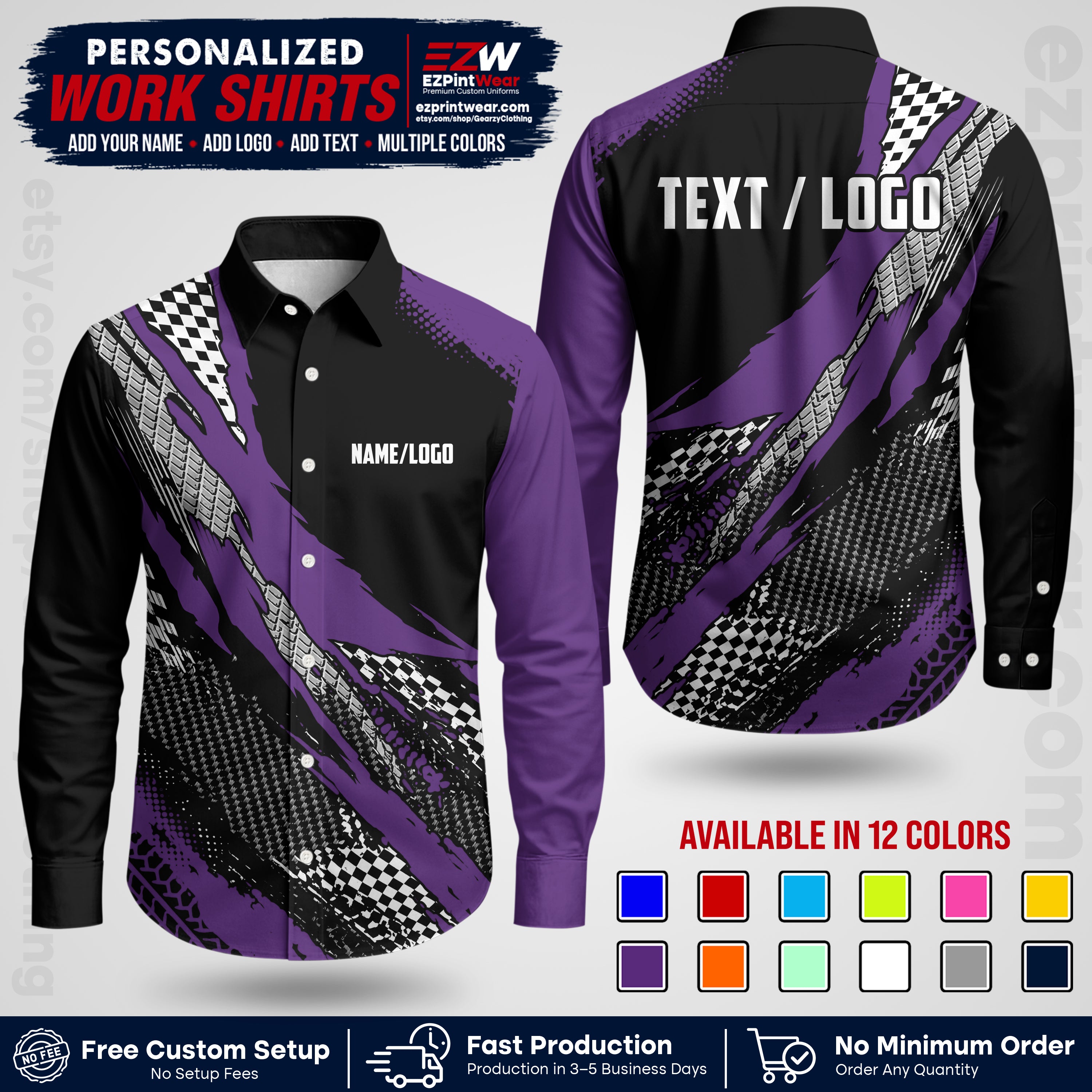 Custom Racing Shirt with Name, Logo & Text | Race Team Uniform | Crew Apparel RC05